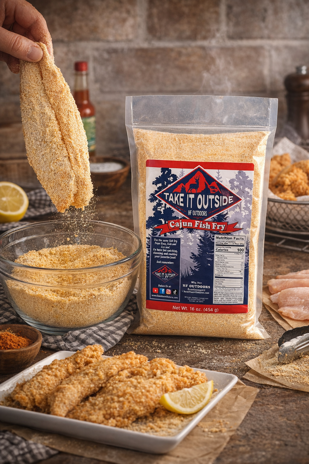 Take It Outside Cajun Fish Fry Mix – 16oz Crispy Southern Seasoning